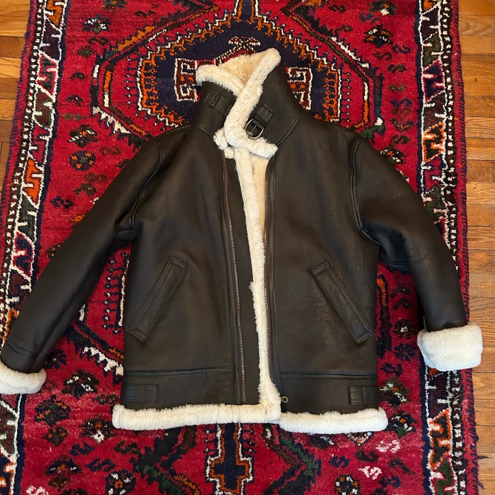 Spanish-made Leather Aviator/Bomber with 100% Wool Lining